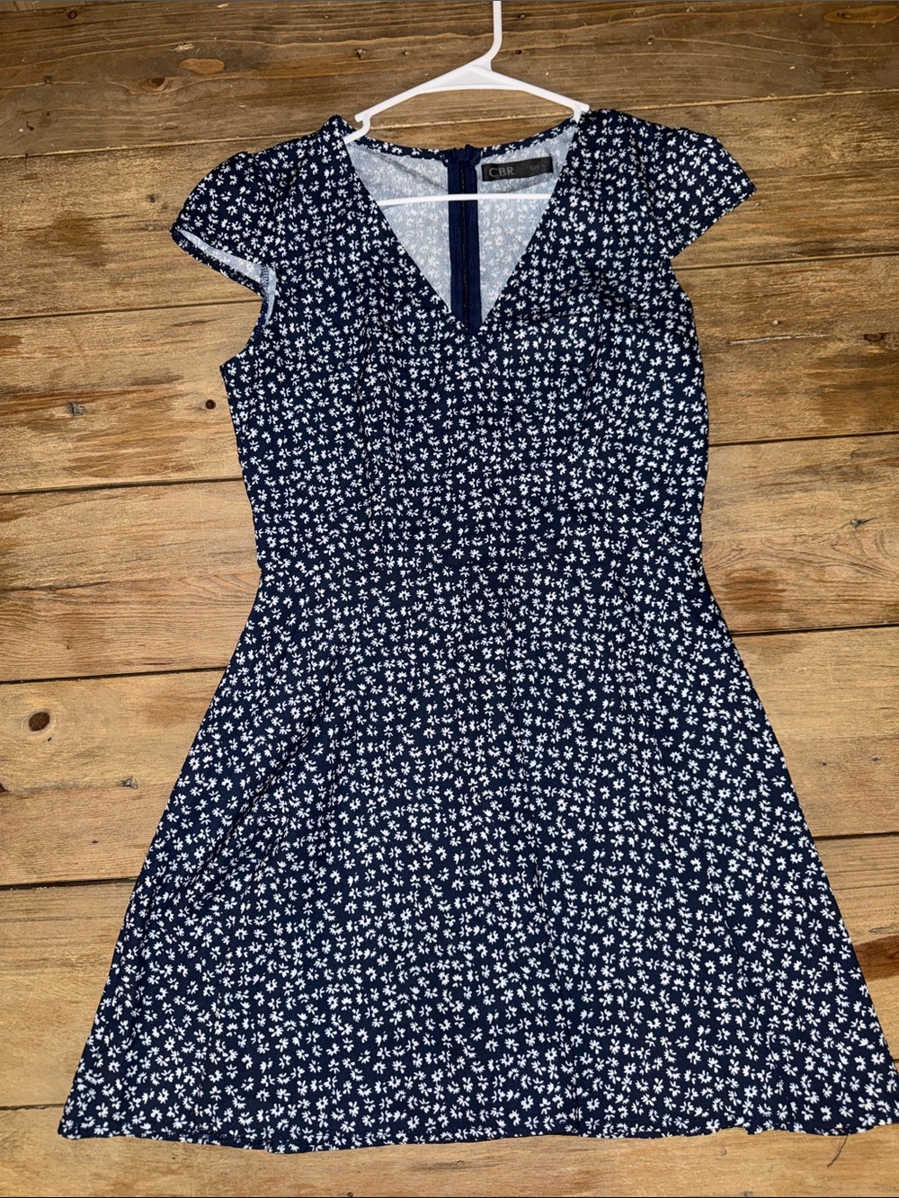 CBR Navy & White Floral V-Neck A-Line Mini Dress